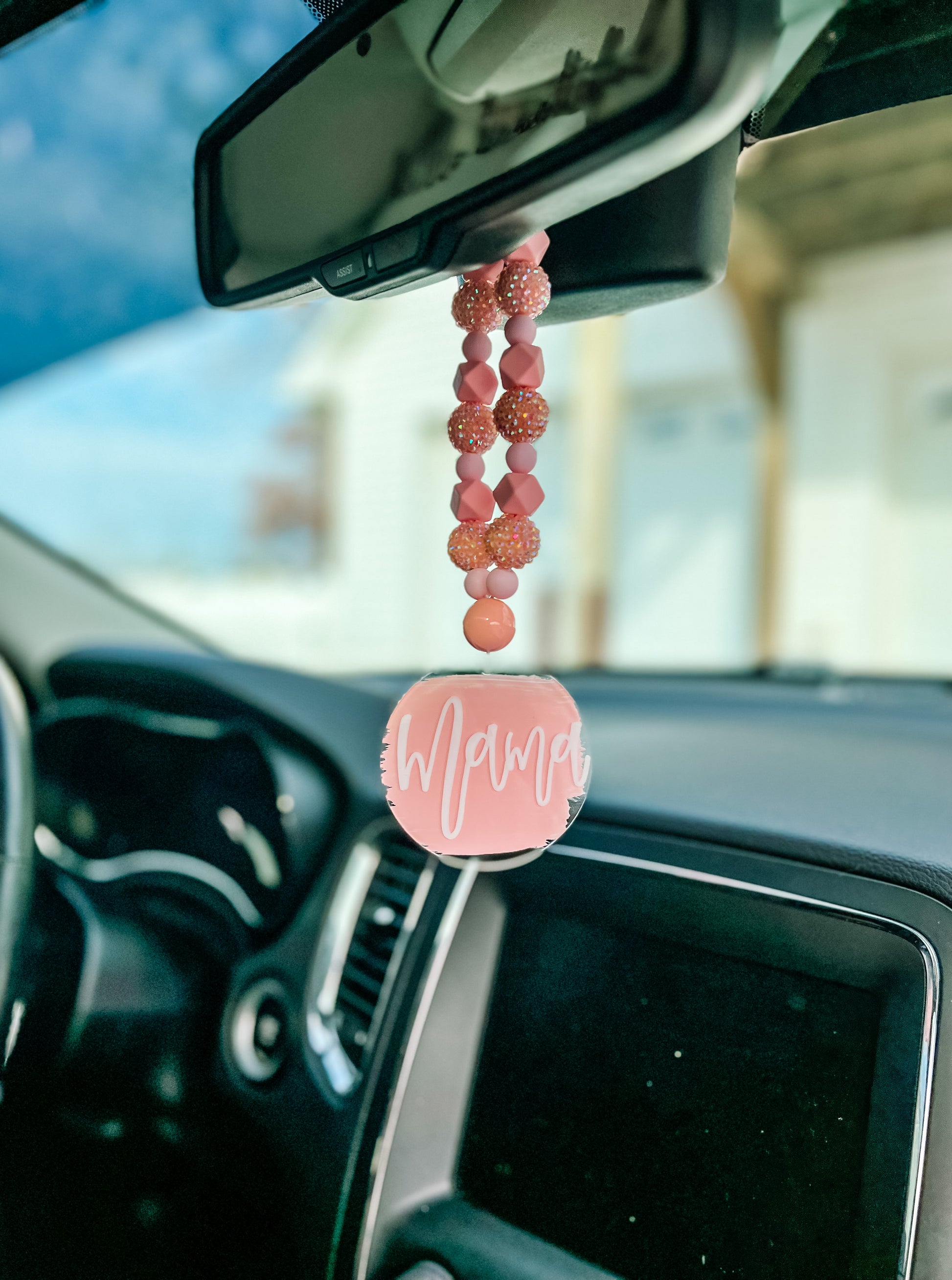 Pink beaded Car Charm – Signed by Jess Car Charms
